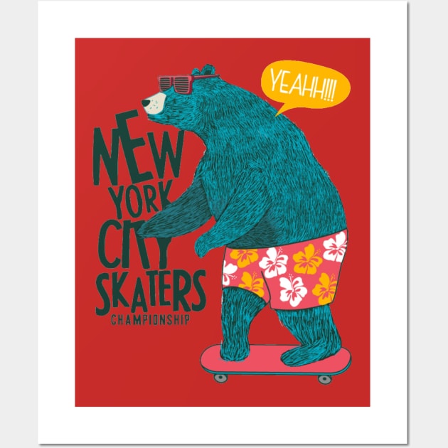 New York City Skaters Wall Art by Mako Design 